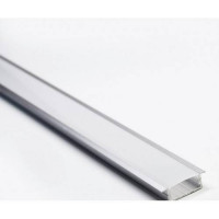 Алюминиевый профиль врезной двухрядный АЛ 16 с матовым рассеивателем, анод. 2м (цена 1м)