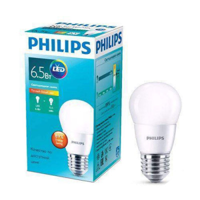 Светодиодные лампы Philips Essential, цоколь E 27, 6,5W, 2700К