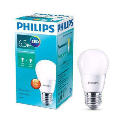 Лед лампа Philips Essential, цоколь E 27, 6,5W, 4000К