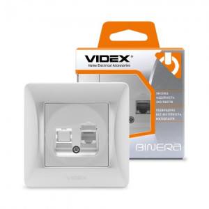 Розетка одинарная компьютерная CAT6 VIDEX BINERA серебряный шёлк