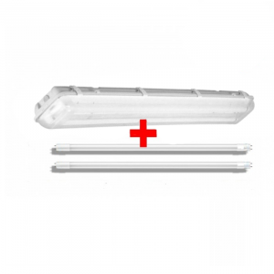 Світильник вологозахищений ЛПП 2x36 IP65 + 2 лампи Т8 Led-Story 1200mm 18W 5000K (4320Lm)