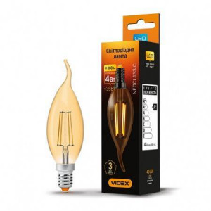 Филаментная лампа VIDEX C37FtA 4W E14 2200K 220V бронза