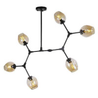Молекула. Люстра на 6 ламп з плафонами коньячного кольору під лампи Е27