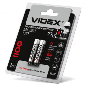 Акумулятори Videx HR03 / AAA 1100mAh double blister / комплект 2шт для безперебійного живлення ціна за 1шт