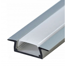Алюминиевый профиль для светодиодной ленты АЛ-01-01 врезной с матовым рассеивателем, анод. 2м (цена 1м)