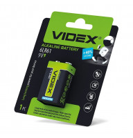 Батарейка щелочная Videx 6LR61/9V (Крона) 1шт BLISTER