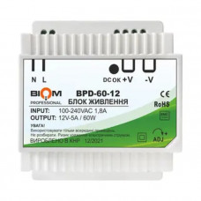 Блок живлення Biom Professional DC12 60W BPD-60-12 5A під DIN-рейку