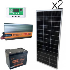 Домашня зарядна станція 2000Вт із сонячними панелями 2×120W + інвертор 2000...