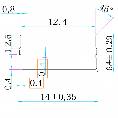Алюмінієвий профіль ЛП7 без розсіювача анодований накладний 2м LED STORY Profi (ціна 1м)