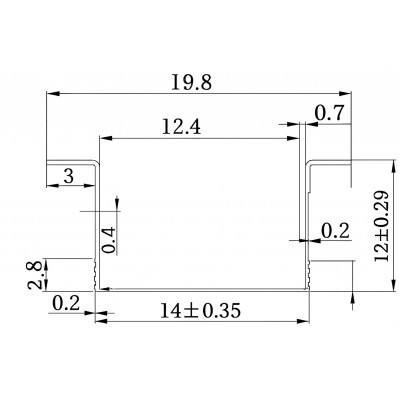 Врізний профіль для лед стрічки ЛПВ-12 анодований без лінзи 2м LED STORY Profi (ціна 1м)