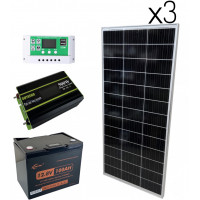 Електростанція для дому Led Story 510Вт: інвертор 500Вт (макс 1000Вт) чистий синус + АКБ LiFePO4 з Bluetooth 12.8V 1280Вт 100А/год + сонячні панелі 3х170Вт + ШИМ 30А 