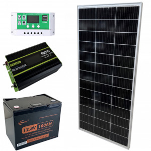 Портативная электростанция для дома 500Вт с солнечной панелью 180W и АКБ LiFePO4 12.8V 100Ah (1280W) инвертор 500Вт (макс 1000Вт) чистая синусоида + ШИМ 30А
