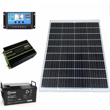 Портативний комплект резервного живлення 500Вт Led Story з сонячною панеллю 100W + інвертор 500Вт (макс 1000Вт) чистий синус + ШИМ 30А та АКБ 12V 65Ah (780Вт)