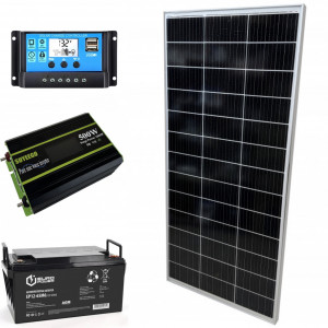 Зарядная станция на солнечной батарее 180W + инвертор 500W (макс 1000W) правильная чистая синусоида + ШИМ и АКБ 12V 65Ah (780Вт) LED STORY