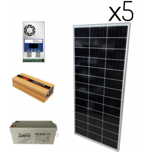 Сонячна автономна електростанція 1000W: панелі 850W + інвертор 1000W (макс 2000W) чистий синус + MPPT 60A та АКБ 12V 200Ah (2400W) Profi