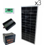 Комплект сонячної електростанції 1500Вт: панелі 3×170W + інвертор 1500/3000Вт чиста синусоїда + ШИМ 30A та АКБ LiFePO4 12.8V 100Ah 1280Вт Led Story Profi - фото №1