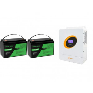 Інвертор та акумулятор для дому (гібридний інвертор 3600 Вт Jsdsolar J3000L-24V + 2*АКБ DATOU BOSS LiFePO4 12V 100Ah (2шт загальна ємність 2560Вт))