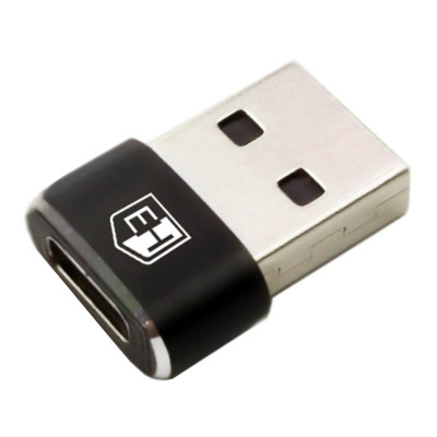 Адаптер-переходник USB-A to Type-C USB 2.0 3 А чорний