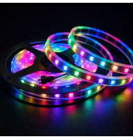 Адресна світлодіодна стрічка в силіконі RGB RW 1LED SMD 5050 5V 60 д.м. IP67 WS2812b PIXEL з чорною підложкою (ціна 1м)
