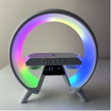 Аккумуляторный светильник с Bluetooth-колонкой, Smart RGB, часы, беспроводная зарядка
