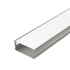 Алюмінієвий профіль широкий дворядний для LED стрічки LS15 з матовим розсіювачем, анодований 2м (ціна 1м)