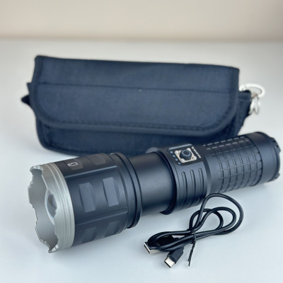 Дальнобойный фонарь AK138 LED PM60-TG с чехлом 4х18650 Power Bank индикация заряда Type-C Zoom