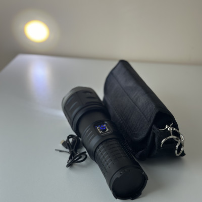 Дальнобойный фонарь AK138 LED PM60-TG с чехлом 4х18650 Power Bank индикация заряда Type-C Zoom