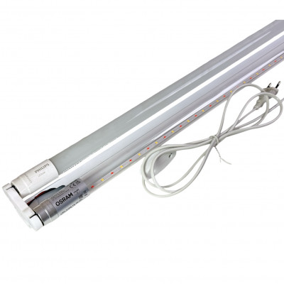 Фитосветильник 120см 31Вт с 2 лампами Т8 Osram fluora и Philips CorePro 4000К с кабелем 2м