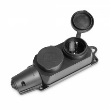 Колодка удлинителя 2 гнезда с заземлением IP44 16А черная