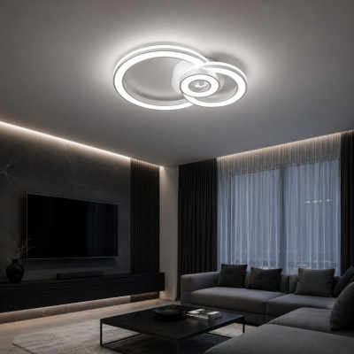 Компактна led люстра 86Вт 3 кільця 3200-6000К біла
