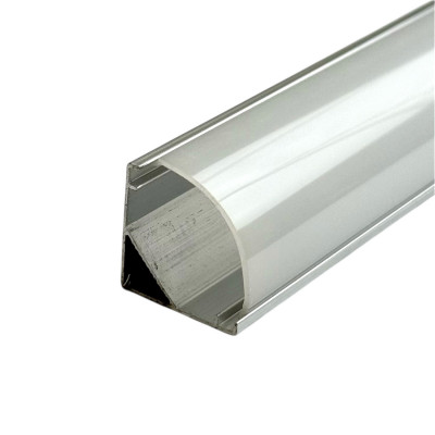 Угловой алюминиевый профиль для светодиодной подсветки ЛС06 Profi (65 грам/метр) с матовым рассеивателем 2м (цена 1м)