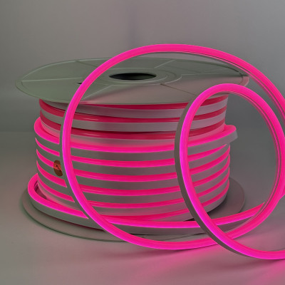 Гибкий LED неон розовый 12В 8×16мм 120д.м. IP65 (цена 1м)