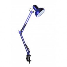 Лампа настольная под 1 лампу Е27 с креплением струбциной, синяя металлическая 900мм
