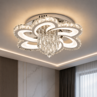 Led люстра «цветок» 128Вт с хрусталем хром пульт ДУ 3200-6000К, диммер