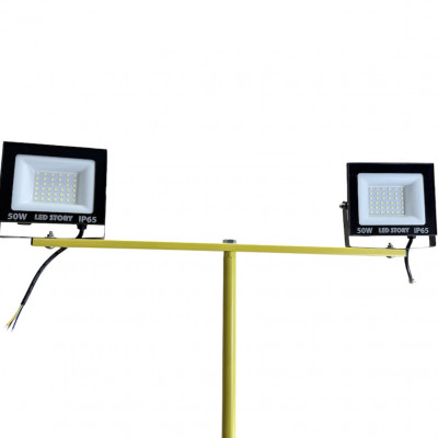 Led прожектор на треноге 2×50Вт 3 м холодный свет 6500K IP65 4250Lm