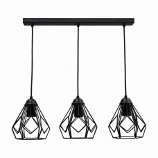 Люстра на три лампи Е27 з плафонами, чорна