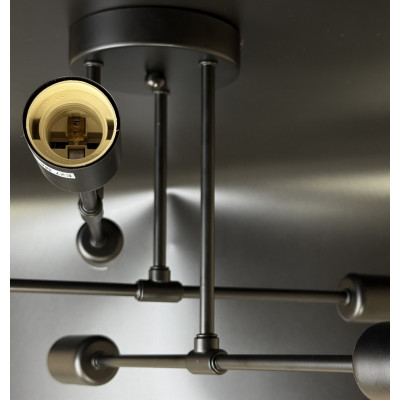 Люстра черная 6 ламп открытый дизайн цоколь E27 IP20