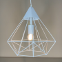 Люстра однолампова белая с ажурным металлическим абажуром под лампу Е27 - фото №1