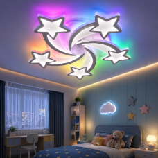 Люстра світлодіодна для дитячої 85W зірки rgb-підствітка, пульт, димер