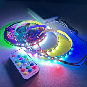 Набір адресна RGB стрічка SMD 5050 5V 60 д.м. IP20 чорна основа + RGB LED контролер USB RF (5 метрів)