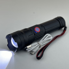 Дальнобойный светодиодный фонарь BL-6525-GT100, 1x18650, zoom, ЗУ Type-C