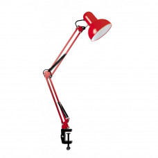 Настольная лампа на струбцине для школьника металлическая красная под лампу Е27 900мм