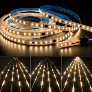 Бегущая светодиодная лента 24В 12Вт/м теплый белый 120 LED/м, бобина 5 метр...