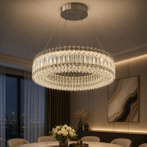 Підвісна кришталева led люстра 70Вт 3400–6000K IP20 хром