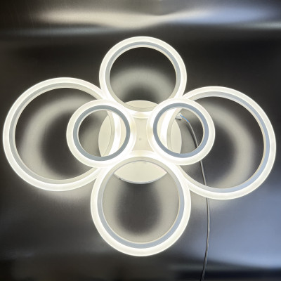 Мощная люстра светодиодная 132Вт 11880Лм 3000-6500К белый корпус с пультом