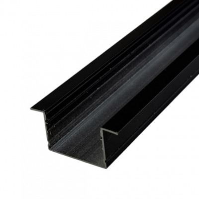 Профіль врізний чорний широкий 20*30 з матовим розсіювачем LS109 2м (ціна 1м)