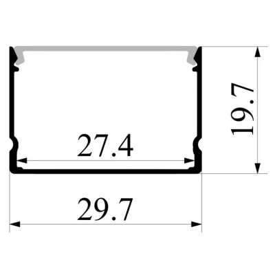 Профіль 20х30 накладний чорний  з чорним розсіювачем широкий анодований LS99 2м (ціна 1 м)