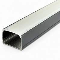 Профиль накладной 20х30 черный широкий анодированный LS99 с белым рассеивателем 2м (цена 1м)