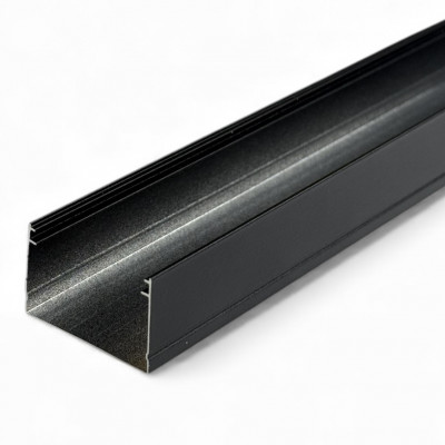 Профіль накладний 20х30 чорний широкий анодований LS99 з білим розсіювачем 2м (ціна 1м)