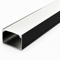 Профиль накладной 20х30 черный широкий анодированный LS99 с белым рассеиват...